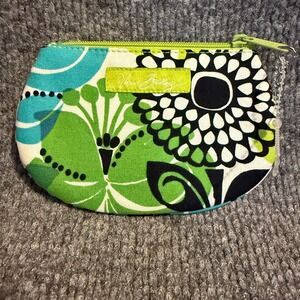 Vera Bradley Coin Wallet Lime`s Up Floral Quilted Zip Closure Hippie Boho